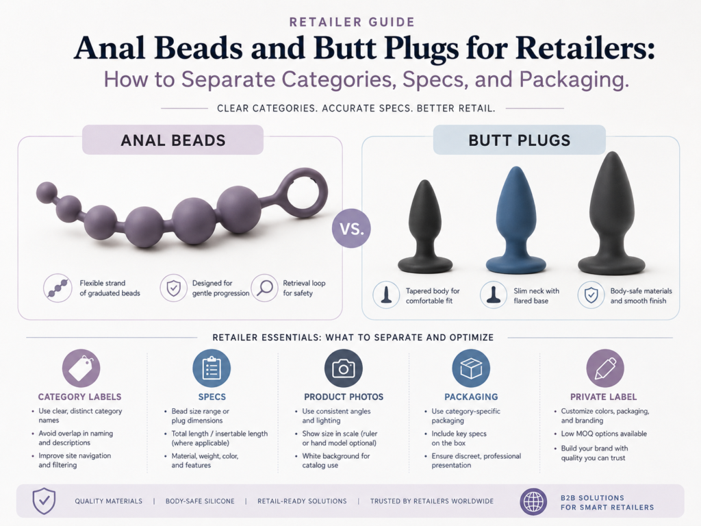 anal beads and butt plugs for retailers category planning with specs photos packaging and private label notes