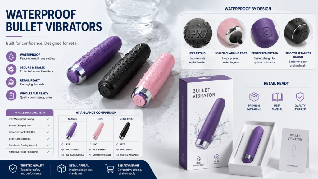waterproof bullet vibrator retail checklist with IP rating seals charging port packaging and sample inspection
