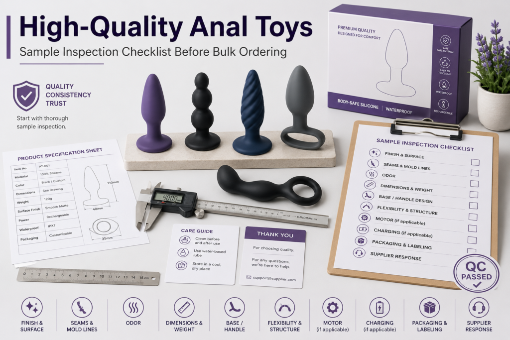 high-quality anal toys sample inspection checklist with product specs packaging and QC review