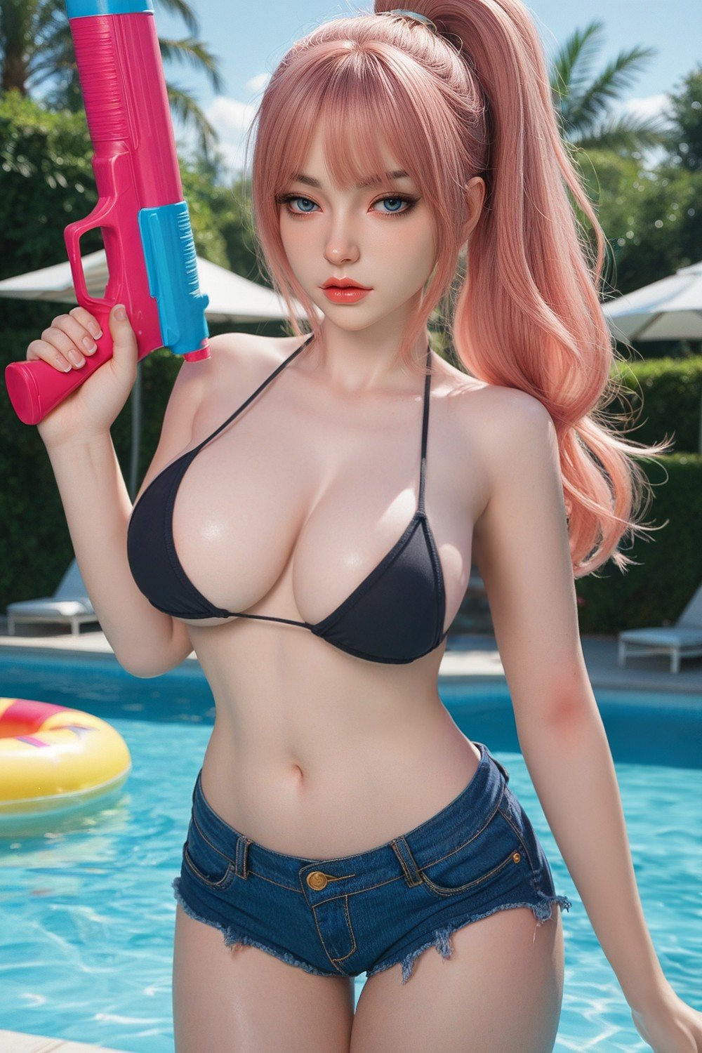euniq-hwc50-9-01 Euniq Pink Twin-Tail Doll with Poolside Styling – HWC50-9 - Image 1