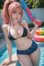 Euniq Pink Twin-Tail Doll with Poolside Styling – HWC50-9 - Image 2